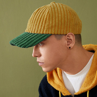 Collrown hommes velours côtelé contraste couleur décontracté Youth personnalité pare-soleil courbe bord casquette de bas