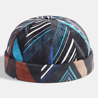 Collrown hommes velours côtelé Patchwork couleur irrégulière rayure motif géométrique mode décontracté sans bord bonnet