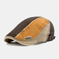 Collrown Men Color Matching Stitching Patch Bérets Outdoor Casual Sunscreen Réglable Casquettes Plates
