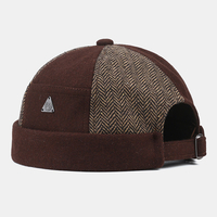 Collrown unisexe contraste couleur patch décontracté sans bord bonnet propriétaire chapeau crâne chapeau