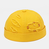 Collrown unisexe coton couleur unie endommagé Patch mode Brimless Beanie Landlord Cap Skull Cap
