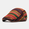 Collrown unisexe en cuir PU couture bérets à rayures colorées en plein air décontracté visière anti-UV chapeau plat