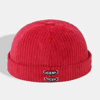 Collrown unisexe en velours côtelé couleur unie décontracté réglable sans bord bonnet propriétaire chapeau crâne chapeau