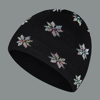 Collrown unisexe Fluorescence la nuit foncé chaud Protection de loreille motif flocons de neige chapeau tricoté bon