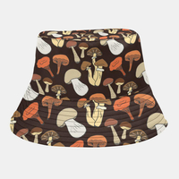 Collrown unisexe motif champignon imprimé décontracté Soft chapeau de seau à bord court de voyage en plein air