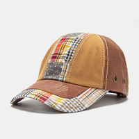 Collrown unisexe patchwork treillis motif mode jeune chapeau de baseball pare-soleil
