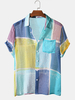Color Block Light Respirable Chest Pocket Short Sleeve Soft Casual Shirts