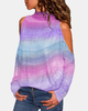 Coloré Tie Dye Imprimé Col Haut Épaule Creuse T-shirts Décontractés