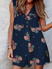 Combi-short sans manches à col en V et à fleurs en coton avec poche boutonnée