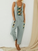 Combinaison à imprimé ethnique Patchwork lâche poche latérale Vintage Harem Salopette pour femme