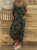 Combinaison baggy camouflage décontractée à bretelles spaghetti pour femmes avec poches