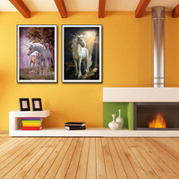 Combinaison de peinture peinte à la main de Miico,  peintures de paysage de rêve,  art de mur de cheval pour la décoration