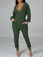 Combinaison de sarouel de couleur unie"idienne à manches longues pour femmes avec poche
