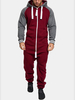 Combinaison de vêtements de nuit à capuche pour hommes avec fermeture à glissière de couleur contrastante à manches long