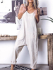 Combinaison sans manches en coton de couleur pure pour femmes avec poches