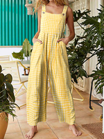 Combinaisons décontractées décontractées à carreaux sans manches à carreaux pour femmes