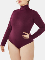 Combinaisons de base solides pour femmes en tricot côtelé à col haut et à manches longues