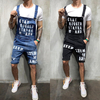 Combinaisons pour hommes Shorts Summer Hi Street Salopette Denim Distressed Randonnée Voyage Vacances