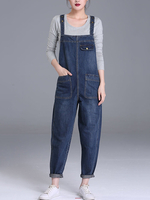 Combishort S-6XL Casual Femmes Denim Poches Combishort