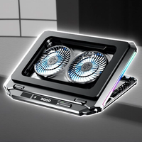 D17 Dual Turbine Laptop Cooling Pad with Adjustable Height and RGB Lighting for 15-21 Inch Computers,  Quiet Gaming Cooli