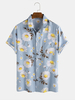 Daisy Floral Imprimé Col Rabattu À Manches Courtes Hawa Chemises De Vacances Pour Hommes Femmes