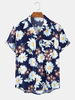 Daisy Floral Print Chest Pocket Revere Collar Chemises à manches courtes pour hommes femmes