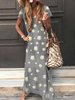 Daisy Imprimer col en V à manches courtes décontracté Maxi robe lâche pour les femmes