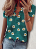 Daisy Print T-shirts à col volanté Blouse décontractée à manches courtes