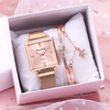Dames mode montre ensemble créatif cadran carré aimant boucle en acier inoxydable maille Bande femmes montre à Quartz Br