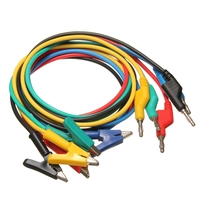 DANIU 5Pcs 1M 4mm Silicone Banane Prise à Crocodile Alligateur Clip Teste Probe Fil Câble Conducteur