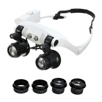 DANIU Portable tête portant une loupe 10X15X20X25XLED Double loupe de réparation des yeux