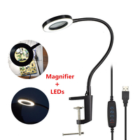DANIU USB loupe 3X étau de table pince de Table loupe 42 SMD LED lumières lampe de bureau flexible