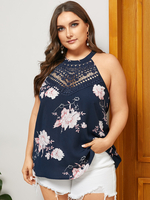 Débardeur licou sans manches à imprimé floral de grande taille
