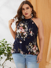 Débardeur licou sans manches à imprimé floral de grande taille