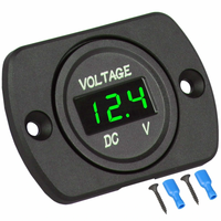 DC 12V 24V Digital LED Car Round Voltage Meter Panel Waterproof Voltmeter Tester LED Digital Display Mounting Plate Volt
