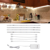 DC12V 4PCS 30CM LED Lumière de bande darmoire avec 4Pin 0.5A US Adaptateur secteur pour les escaliers de cuisine Ga