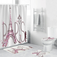Décor aquarelle Paris Tour Eiffel Motif Rideau De Douche Imperméable Polyester Tissu Salle De Bains Tapis Antidérapants