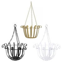 Décor de mur de panier suspendu en fer forgé noir / blanc / or suspendu support de fleur