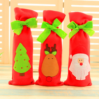 Décoration de Noël Rouge Santa Tree Elk Wine Bottle Cover Bags Dinner Party Gift