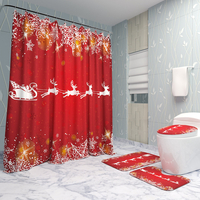 Décorations de noël 180x180cm tapis de rideau de douche tapis de salle de bain tapis anti-dérapant