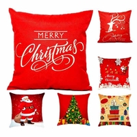 Décorations de Noël chaudes pour la maison Housse de coussin en jute de renne Taie doreiller en lin de Joyeux Noël