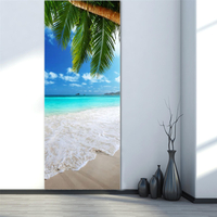 Décorations murales de maison murale de décalcomanies de réfrigérateur dautocollant de porte de la plage 3D
