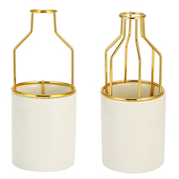 Décorations de bureau en céramique de vase en fer forgé en métal pour la maison