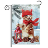 Décorations De Noël Drapeau De Jardin Lanterne Dhiver Écharpe Rouge Chat Double Face Yard Bannière