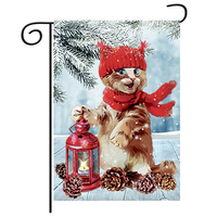 Décorations De Noël Drapeau De Jardin Lanterne Dhiver Écharpe Rouge Chat Double Face Yard Bannière