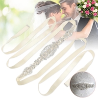 De luxe Strass Cristal Robe De Mariée Ceinture De Ceinture De Mariée Bande Robe De Mariée Ceinture Total