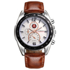 Deffrun Business Style Hommes Montre-Bracelet Décorer Trois Cadrans Bracelet En Cuir Montres À Quartz