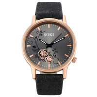 Deffrun Casual Style Femmes Montre au poignet Montre en cuir Bande Montre à quartz
