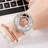 Deffrun Diamonds Design élégant Mesdames Montre-bracelet PU Bracelet en cuir Montres à Quartz