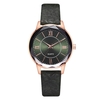 Deffrun Gold Case Montre De Style Rétro Dames Montre Chiffre Romain PU Cuir Bande Montre À Quartz